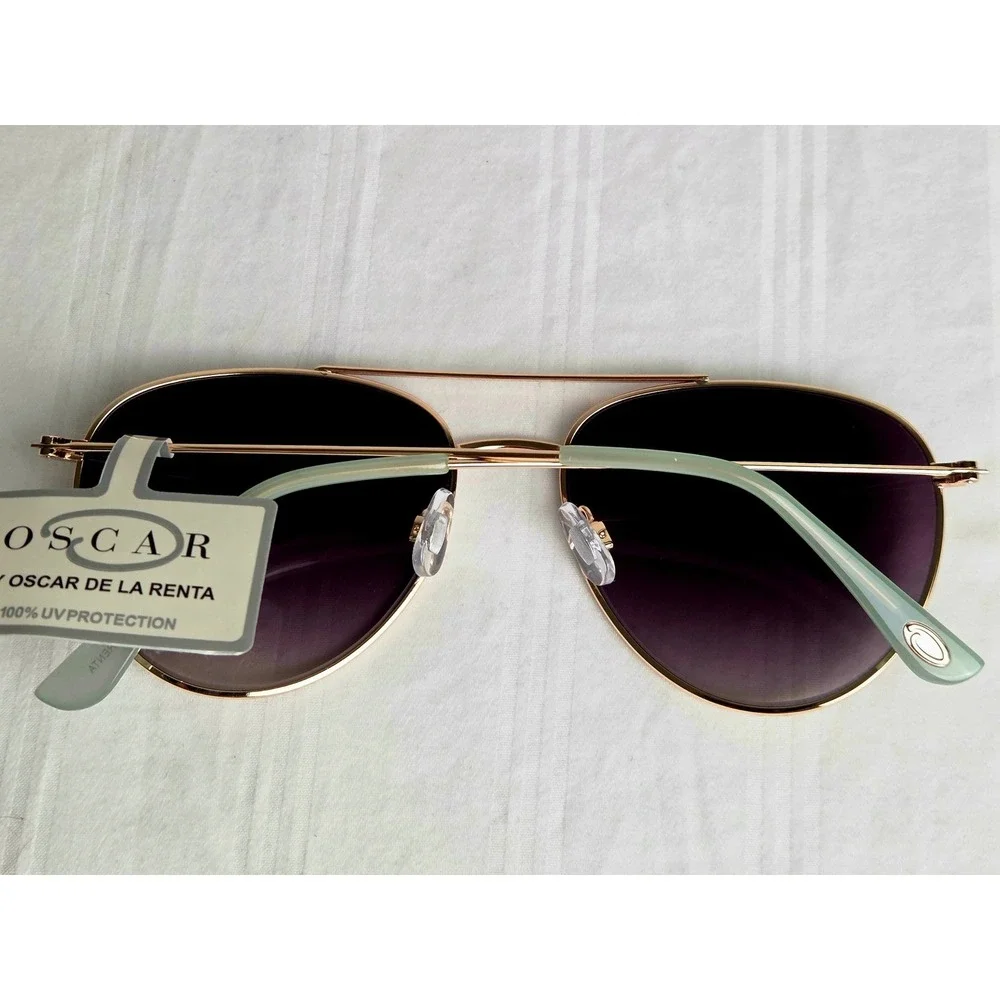 Oscar de la Renta Aviator Chic Unisex Sunglasses Gold Purple Gradient 100% UV